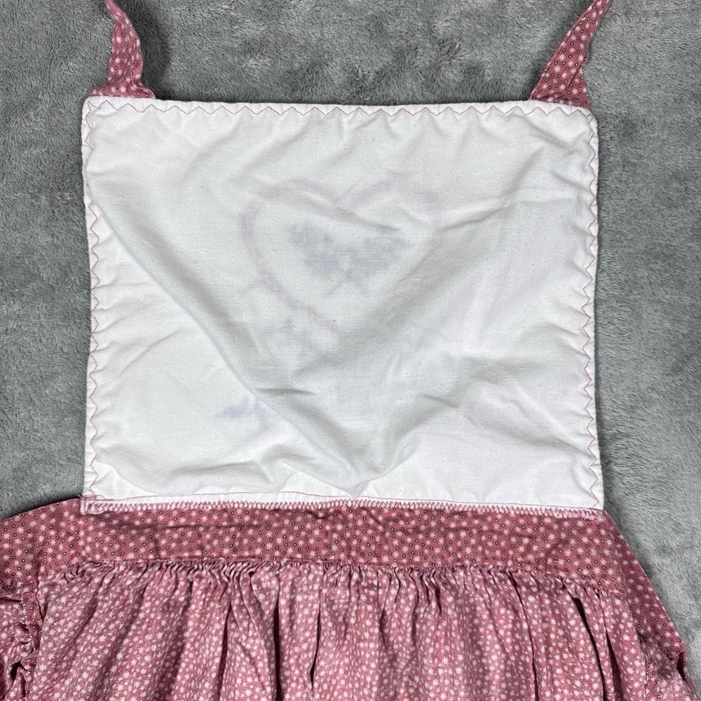 Pink Polka Dot Full Bib Apron Ruffle Trim Embroidered Heart Country‎ Kitchen